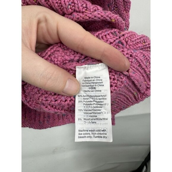 J. Crew Cable Knit Sweater Women XXS Pink Crew Neck Colorful‎ Speckled Preppy - Picture 6 of 9